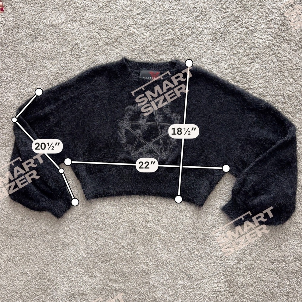 Killstar Pentagram Embroidered Cropped Sweater Eyelash Gothic Medium Witchy Emo - Picture 2 of 9